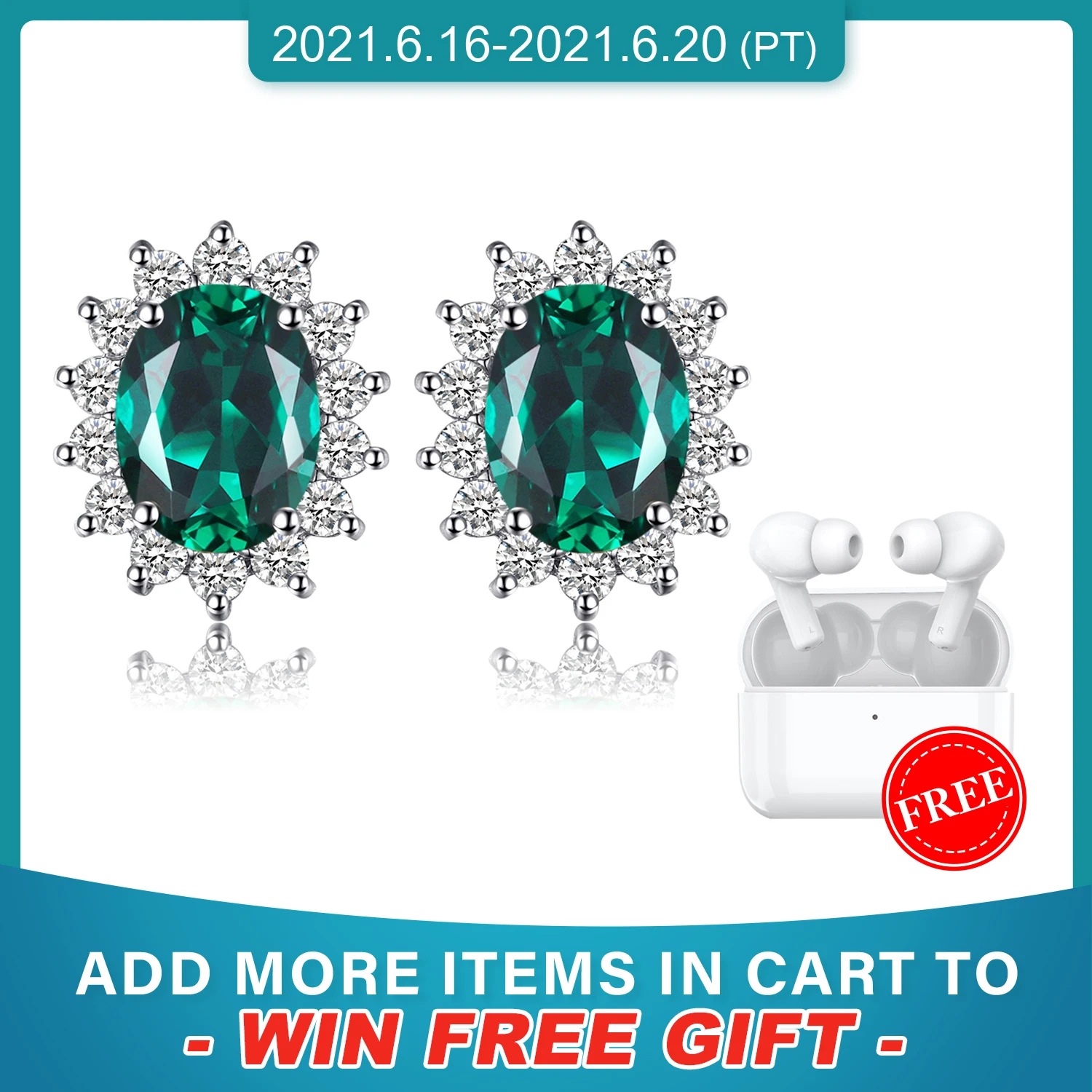 Jewelrypalace Овальный 2.5ct создан Изумруд Серьги 925 серебро серьги для Для женщин