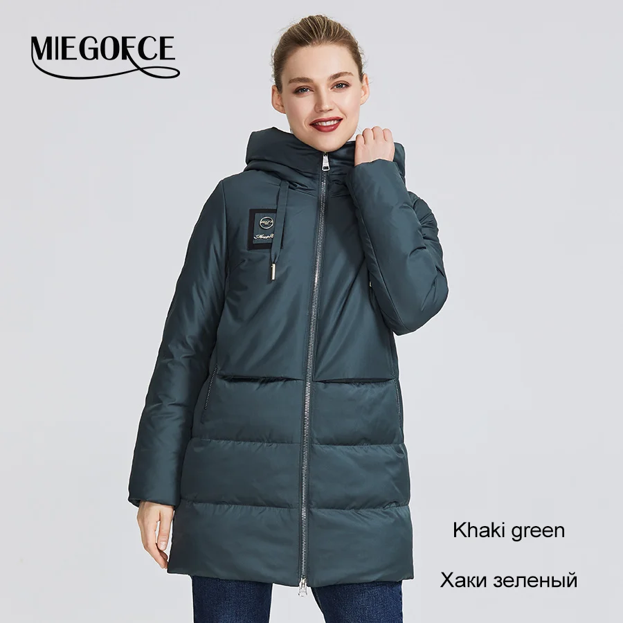 MIEGOFCE Зимняя женская коллекция женская теплая куртка и придает легкость ветрозащитный стойкий воротник с капюшоном пуховик имеет несколько необычных расцветок спорт классика пальто - Цвет: 707 Khaki Green