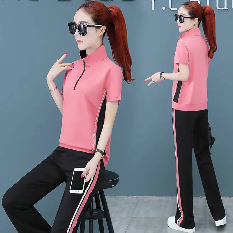 저렴한 2 조각 세트 Tracksuit 여성 스트라이프 두 조각 세트 탑과 바지 Femme 의류 탄성 허리 롱 바지 세트 라운지 착용 저렴한 2 조각 세트 Tracksuit 여성 스트라이프 두 조각 세트 탑과 바지 Femme 의류 탄성 허리 롱 바지 세트 라운지 착용