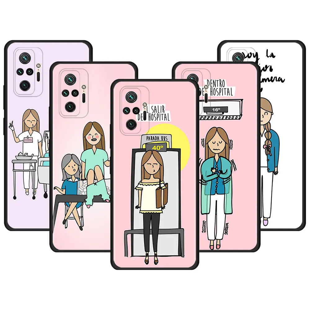 

Silicone Phone Case for Redmi Note 10 Pro 9S 9 4G 9T 8 8T Soft TPU Cover for Redmi 9A 9C 8A 7A 6A K40 Coque Doctor Nurse Cartoon