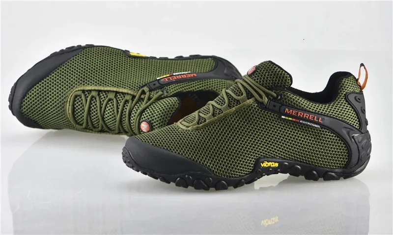 Мужская обувь для походов Merrell Армейская Обувь зеленого цвета с сетчатым верхом