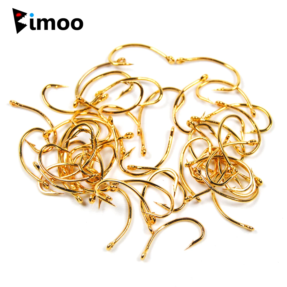 Bimoo 100 шт. #10 #12 #14 #16 золотой цвет Нимфа Скад креветки Pupae личинки Caddis появляется