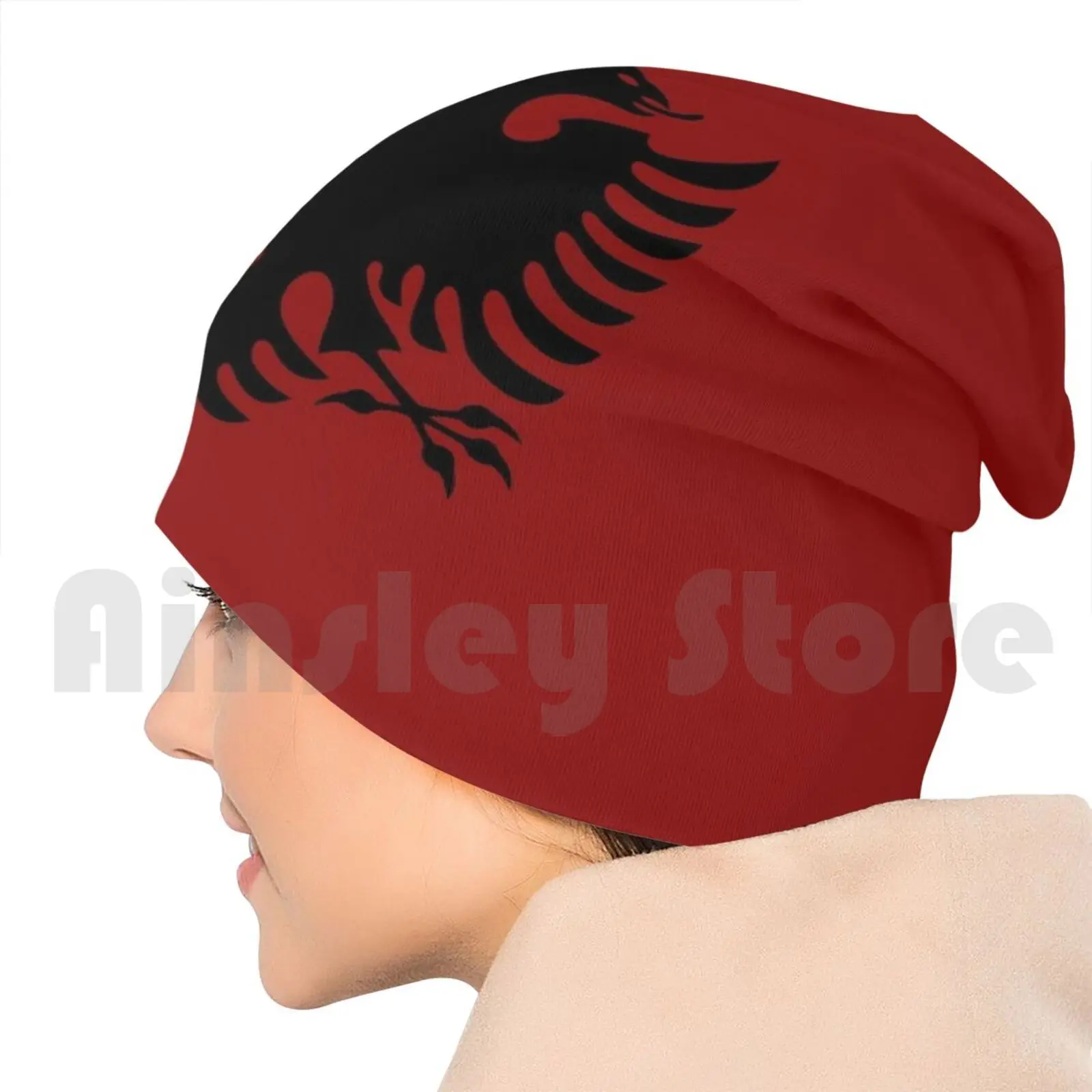 Трикотажная Шапка-бини с флагом Албании |