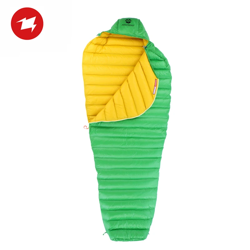 Ультралегкий спальный мешок AEGISMAX Leto Green, ультрасухая уличная палатка на гусином пуху для мам, 700FP, сохраняет тепло
