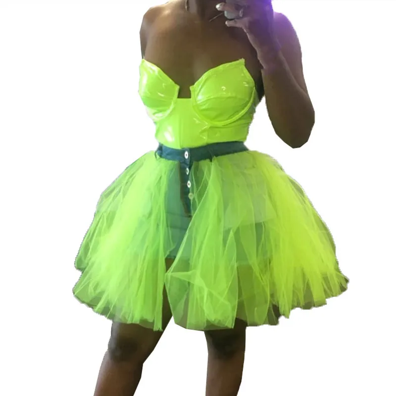 Для женщин сексуальные короткие тюлевые юбки с оборками высокой талией из