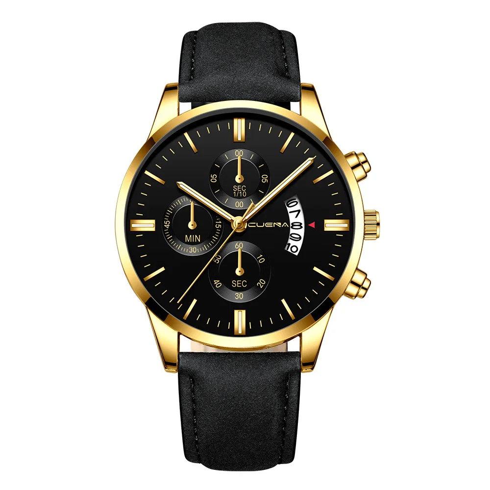 

CUENA 845 Fashion Casual Belt Men Watch Trend Korean Watches Calendar Quartz Waterproof Men's Gift Wristwatches