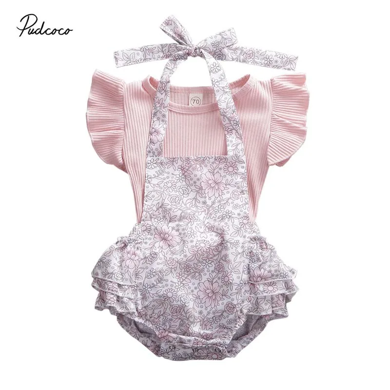 2020 летняя одежда для малышей Комплект из 2 предметов Детский комбинезон с