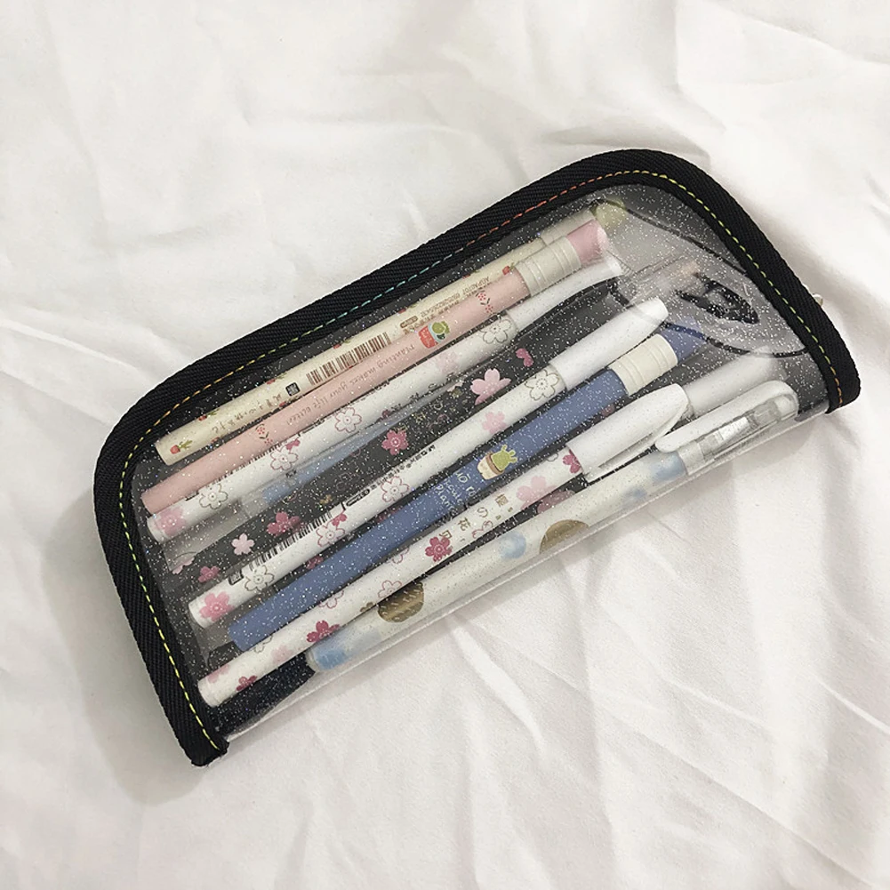 1PC Large Capacity Pencil Bag Cosmetic Coin Purse Storage Case Portable PVC Pouch Zipper Closure Office School Supplies #920 | Канцтовары