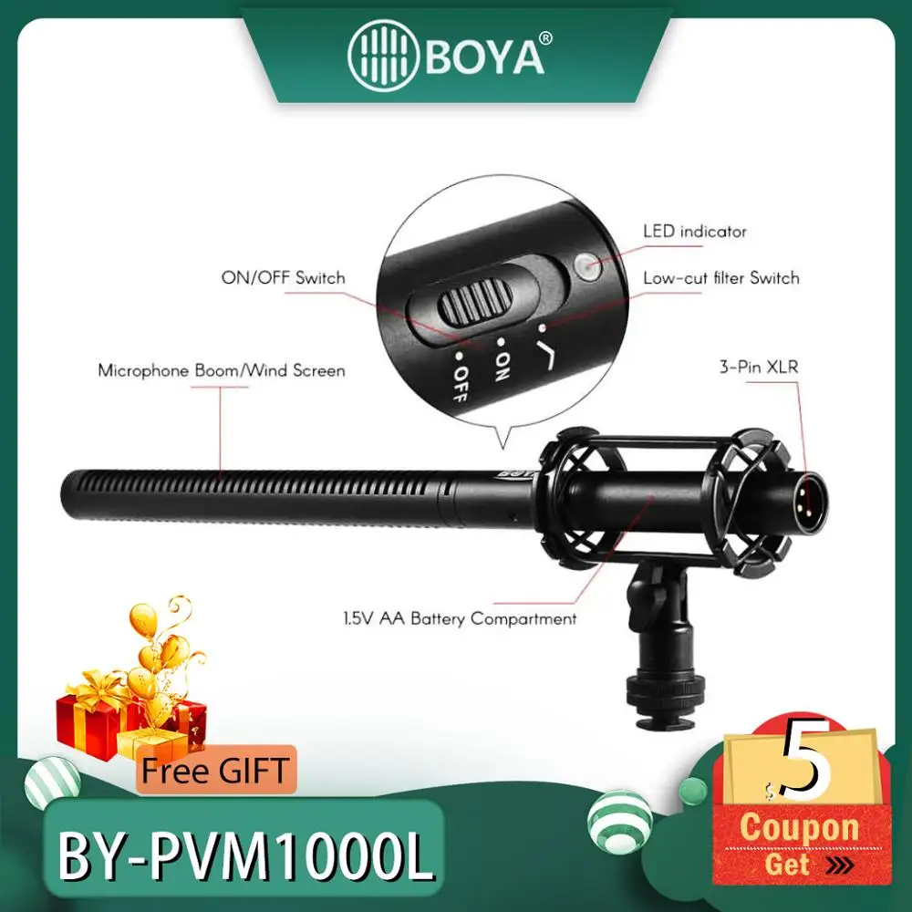 Профессиональный конденсаторный микрофон BOYA профессиональный PVM1000L для записи