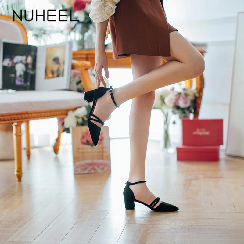 NUHEEL/Женская обувь Новинка Летняя на толстом каблуке в стиле Феи Модные туфли