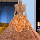 Великолепные Длинные платья цвета шампанского для выпускного вечера, женское вечернее платье на заказ, сверкающие Длинные платья знаменитостей Среднего Востока для свадьбы 2021
