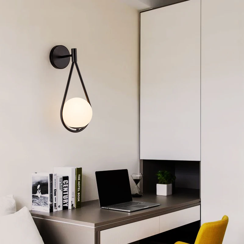 Art Deco Bedroom Bedside Wall Lamp Nordic Glass Ball Wall Lighting/Light Modern LED Wall Light
