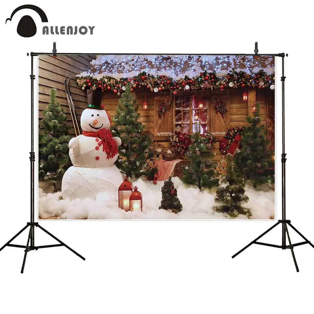 

Фон для фотосъемки Allenjoy Рождественская зимняя елка Снеговик Деревянный Дом детский Блестящий праздничный фон для фотосъемки