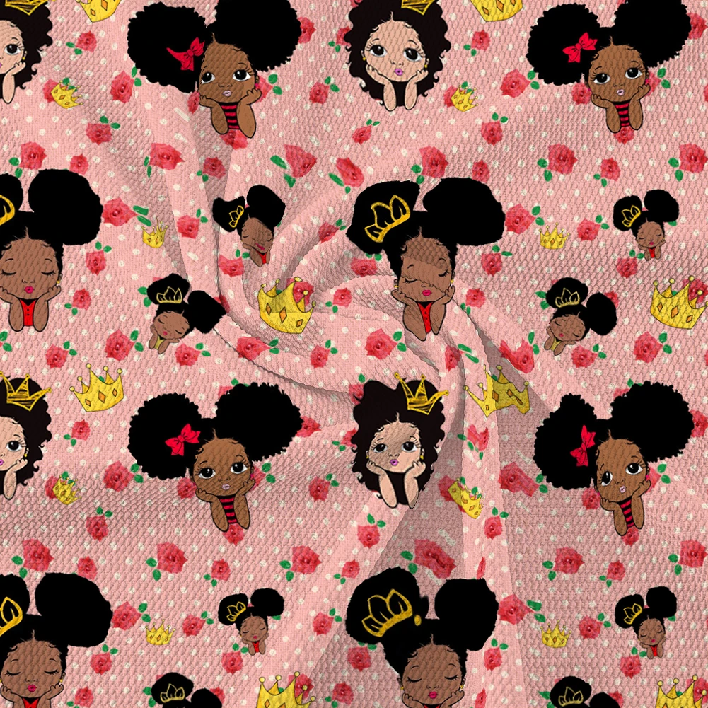 Пузырчатая ткань черного цвета с принтом для маленькой девочки полиэстер из