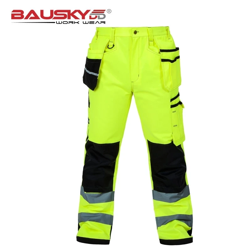 Фото Hi Vis Tool Карманные штаны функциональная безопасность рабочая одежда рабочие брюки карго рабочие брюки с наколенниками Бесплатная доставка №2