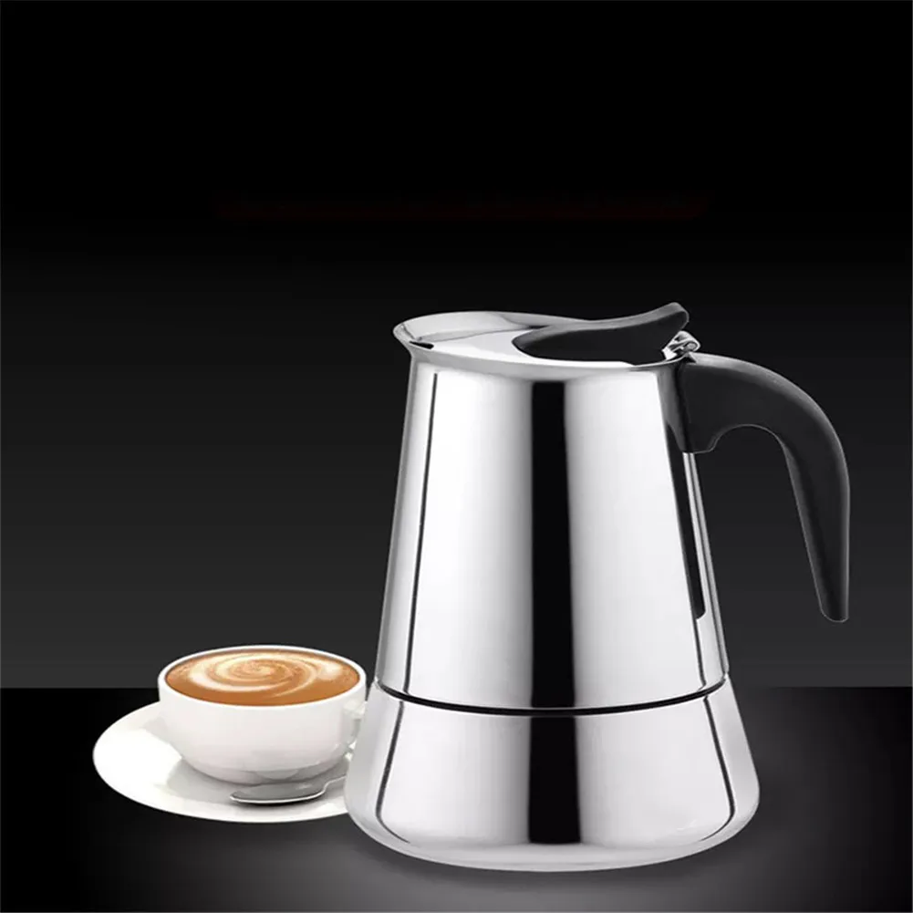 

100ml/200ml/300ml/450ml Portable Espresso Coffee Maker Moka Pot Stainless Steel Coffee Brewer Kettle Pot For Pro Barista-35
