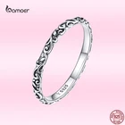 Женское серебряное кольцо Bamoer, классическое Винтажное кольцо из серебра 925 пробы с растительным принтом, универсальные ювелирные изделия в подарок