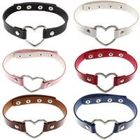 fashion creative vintage pu leather collares rock heart sexy choker necklaces for women collar punk goth style necklace jewelry