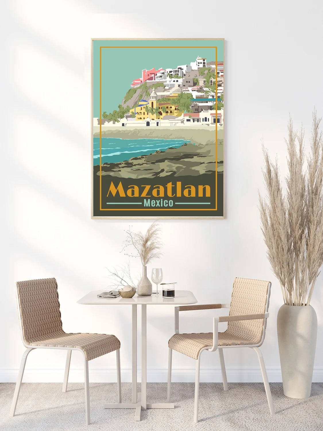 

Mazatlan, Мексика, винтажный постер для путешествий, картина, холст, нетканый постер