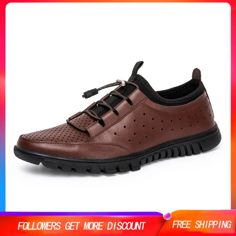 

Men Shoes Fashion Soft Leather Breathable Fretwork Rubber Sole Casual Shoes Travel Walking Driving Shoes Footwear Zapatos Hombre