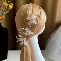3pcs wedding hair pins decorative bride party white butterfly flowers handmade hairpins for women hair jewelry accessories 2021