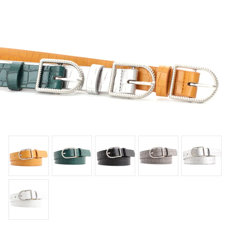 2020 NEW Women's Crocodile skin PU Leather Belt Fashion Casual Spring and summer dress jeans belt Artificial leather waistband |