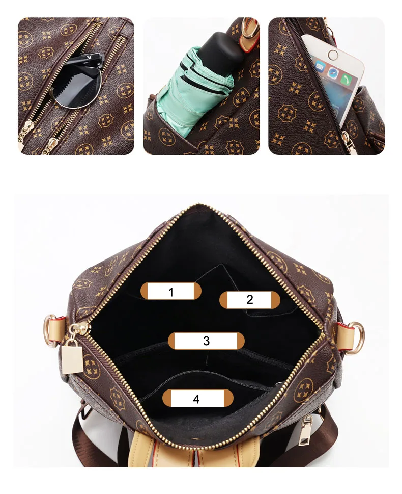 Женский рюкзак качественный кожаный с принтом женский роскошный брендовый