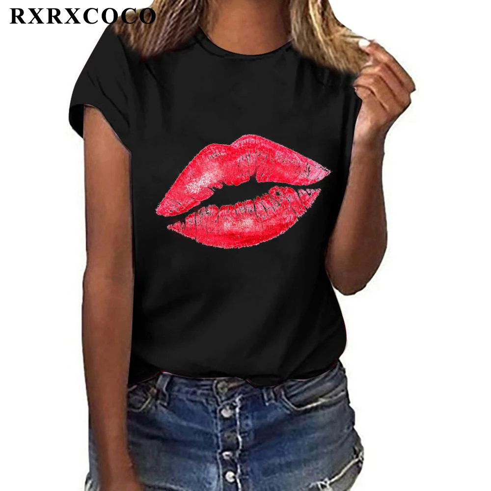 RXRXCOCO футболка женская с коротким рукавом тигра Miss Kiss Harajuku свободного размера