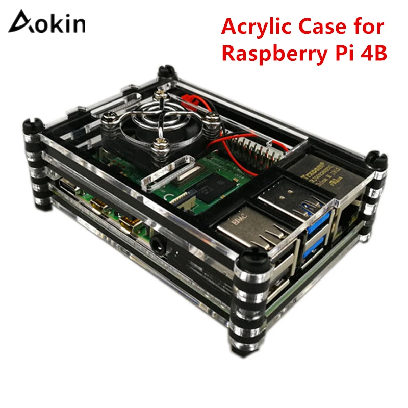Акриловый Корпус для Raspberry Pi 4B новый 9-слойный 4 черный корпус + охлаждающий