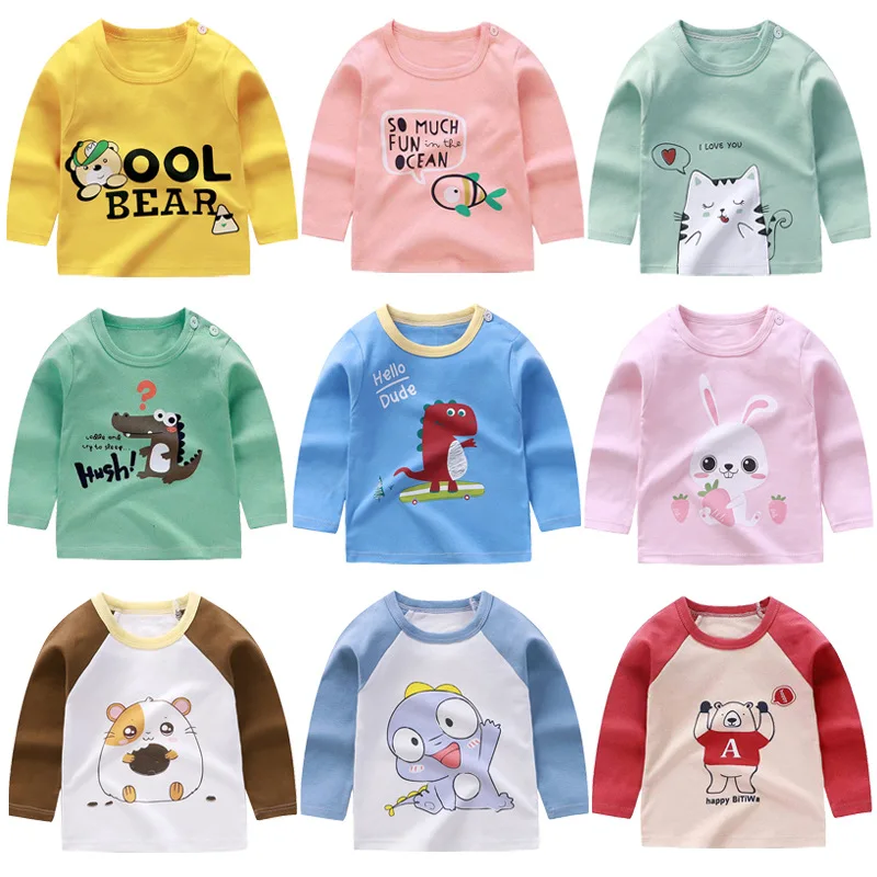 

Kids Fall Clothes Cartoon T Shirt Spring Autumn Fashion Children's Bottoming Shirt Single-Piece Long-Sleeved Boy Girl Tops