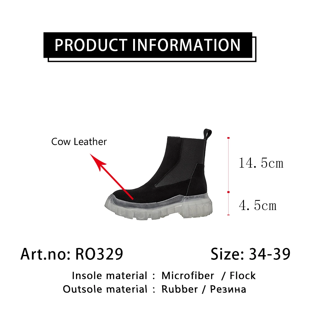 

RJN Casual Chelsea Ankle Boots Round Toe High Quality Cow Leather Women Shoes Stylish Unique Platform Boots New RO329