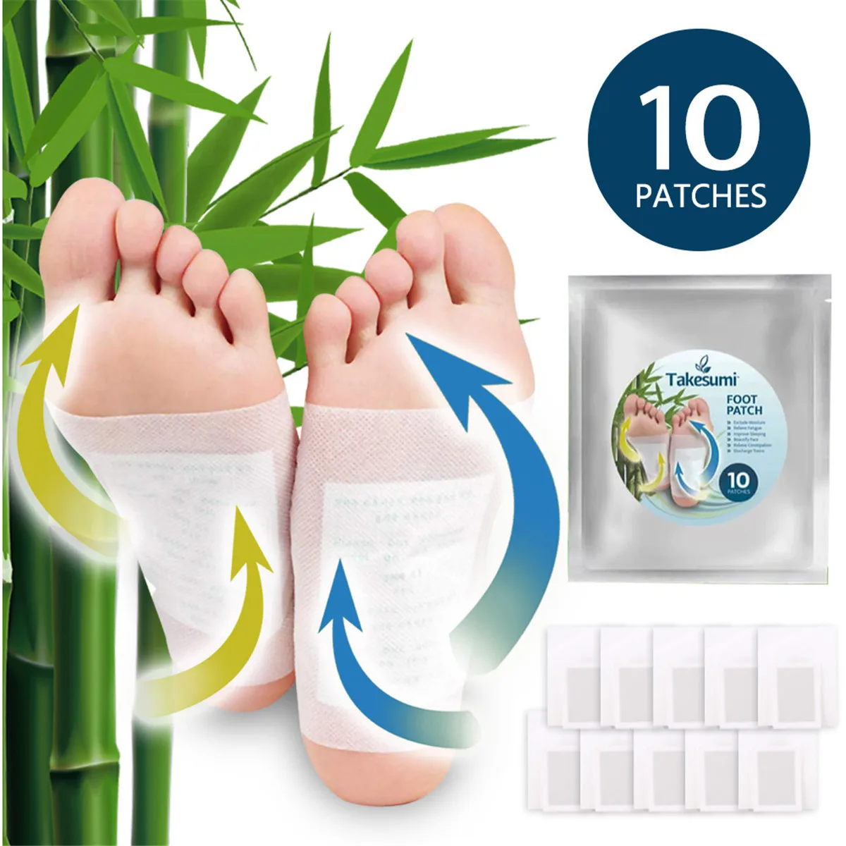 

10Pcs/Bag Foot Patch Takesumi Aromatic Herbal- Dehumidification Detox Pads
