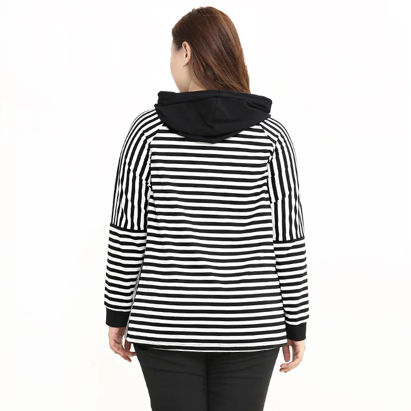 Женская Весенняя Толстовка с длинным рукавом черная белая |