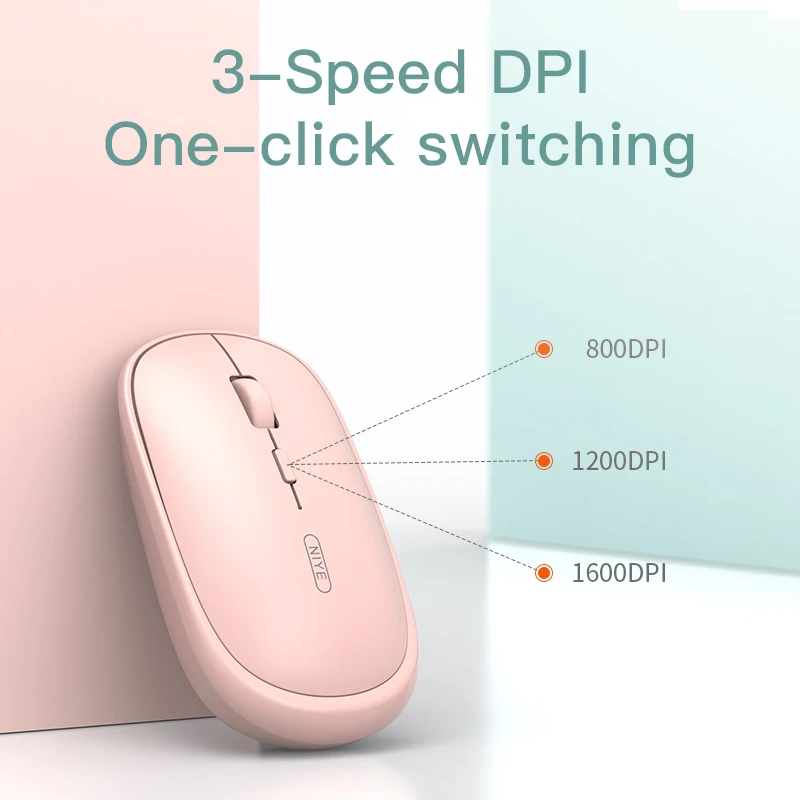 Беспроводная игровая мышь Pink Mouse бесшумная 2 4 ГГц перезаряжаемая для