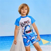 boys swimwear kids toddlers swimsuit with hat two piece swim set baby shark print children bathing suit baby bath tub beachwear
