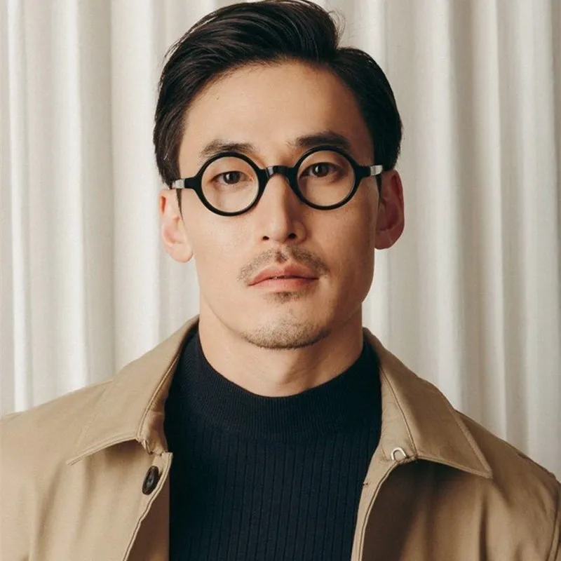 

High Quality Acetate With Texture Glasses Frame Men Retro Round Eyeglasses For Women Clear Lens Prescription Eyewear DUUNG