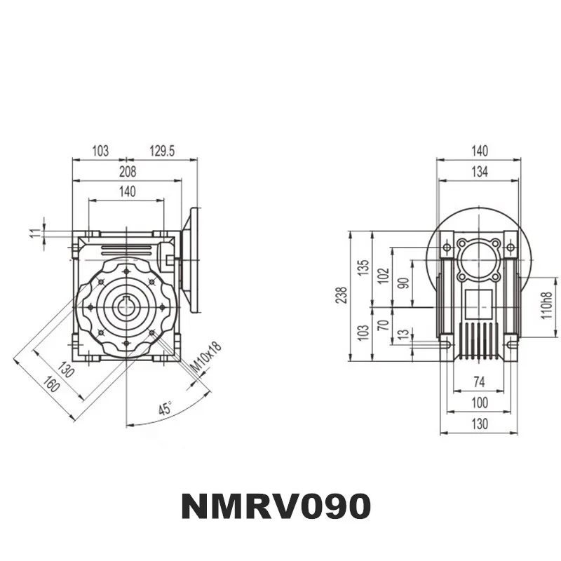 7 5: 1 100:1 червячная коробка передач NMRV090 червячный редуктор 19 мм 22 24 28 Входной вал