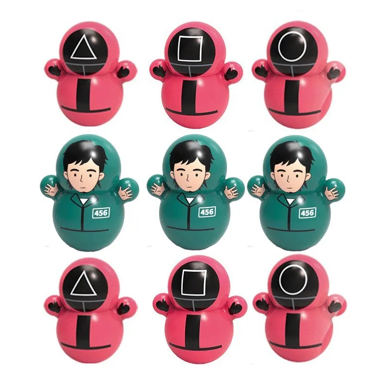 

10pcs Squid Game Mini Cartoon Tumbler Funny Desktop Toy Swing Relieve Stress Children's Toy Happy Birthday Party Christmas Gift