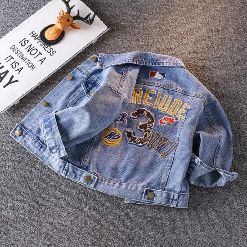 

Boys' Denim Coat Autumn Children's Denim Middle School Boys' Spring and Autumn Clothes 2022 New Style