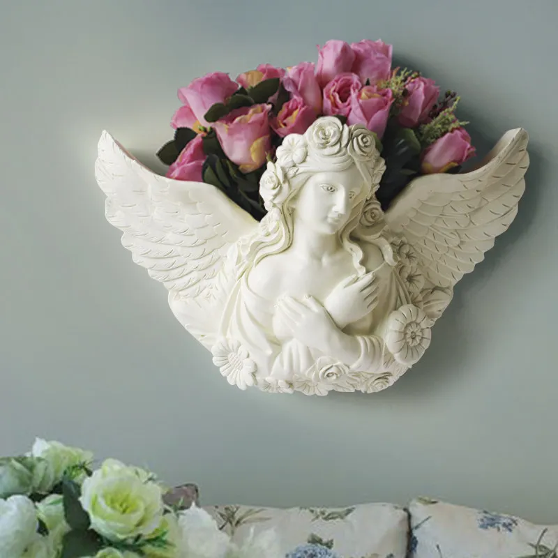 Европейские полимерные Ангел стенная ваза настенные Висячие ремесла украшения