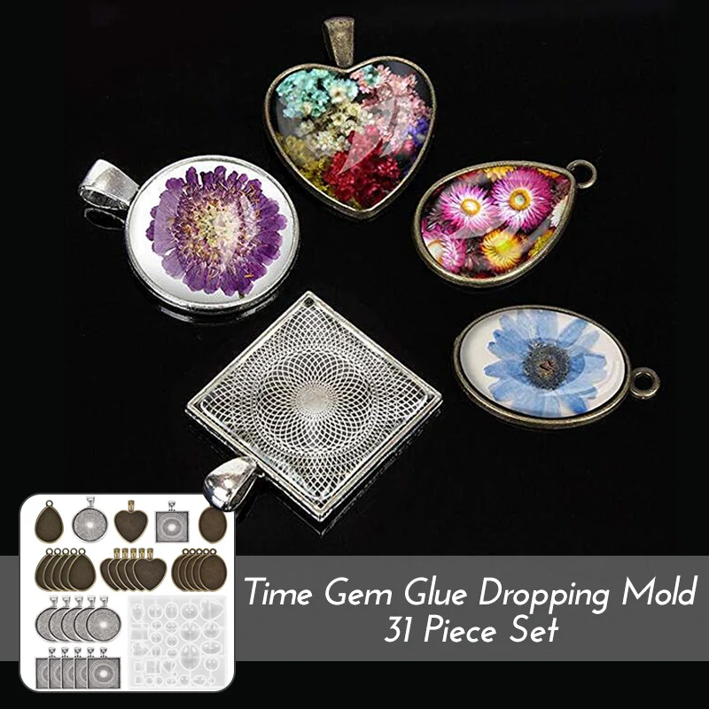 

31 шт., форма для эпоксидной смолы с круглым квадратным сердцем, овальным основанием из сплава, домашняя форма «сделай сам»