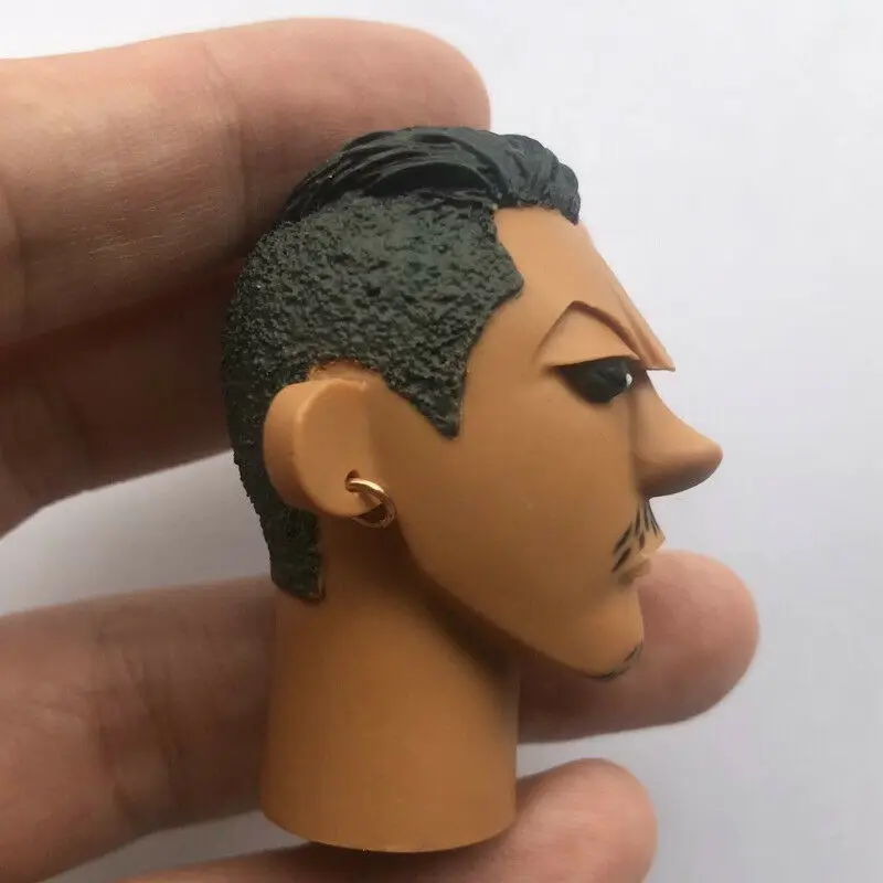 

Mnotht 1/6 Black Cartoon Head Sculpt with Earrings Anime Male Soldier Head Carving Toy