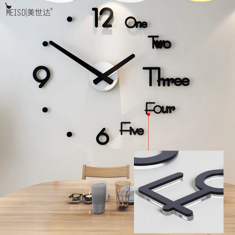 Новые 3D часы для гостиной, кухни, акриловые модные креативные настенные часы DIY, современный дизайн, домашний декор, Бесплатный удар, блестящая