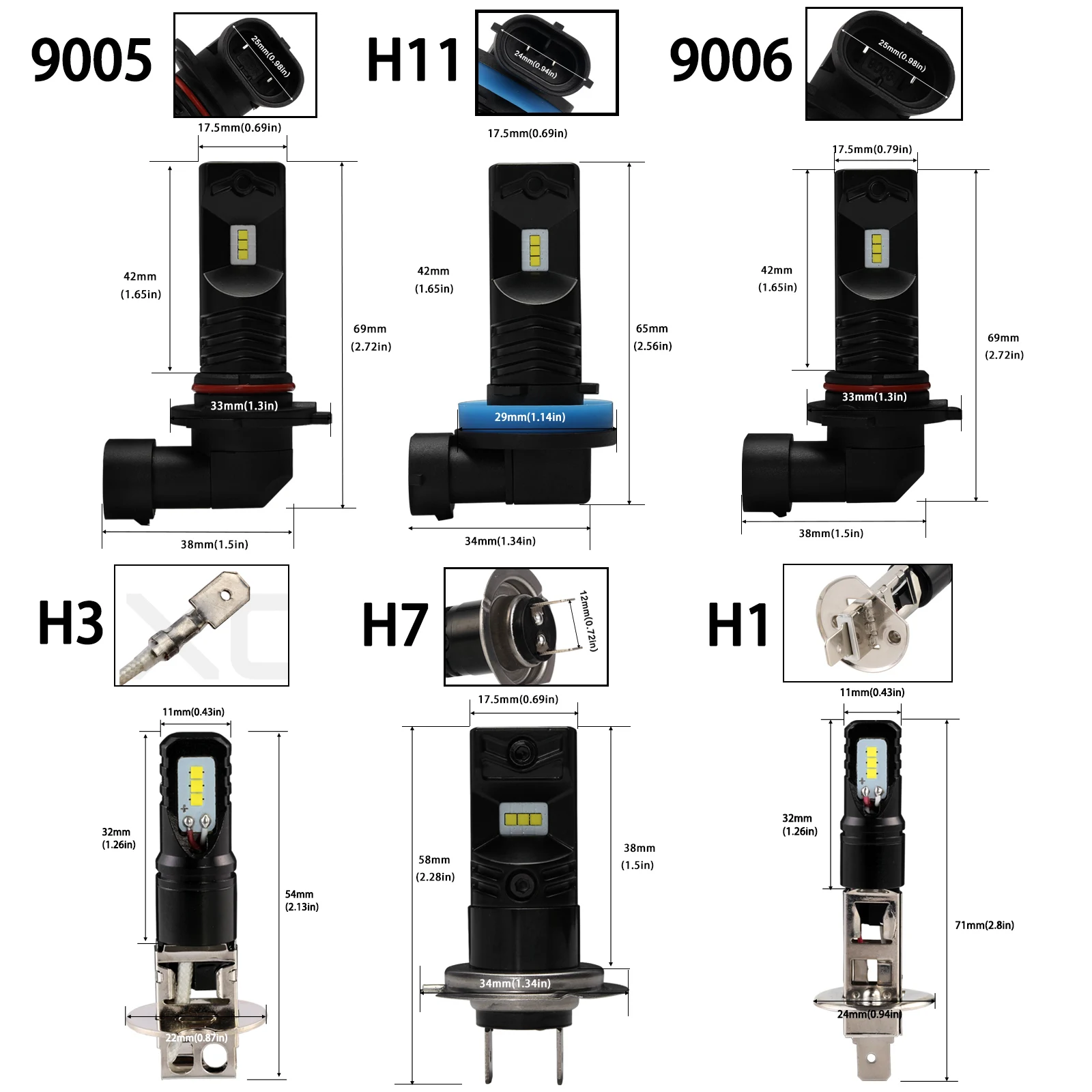 

Novsight H3 led Fog Lights H11 LED Bulb H7 Light H1 9005 9006 HB3 HB4 Car Fog Lamp Bulbs 1200LM 6500K Daytime Running Lamps