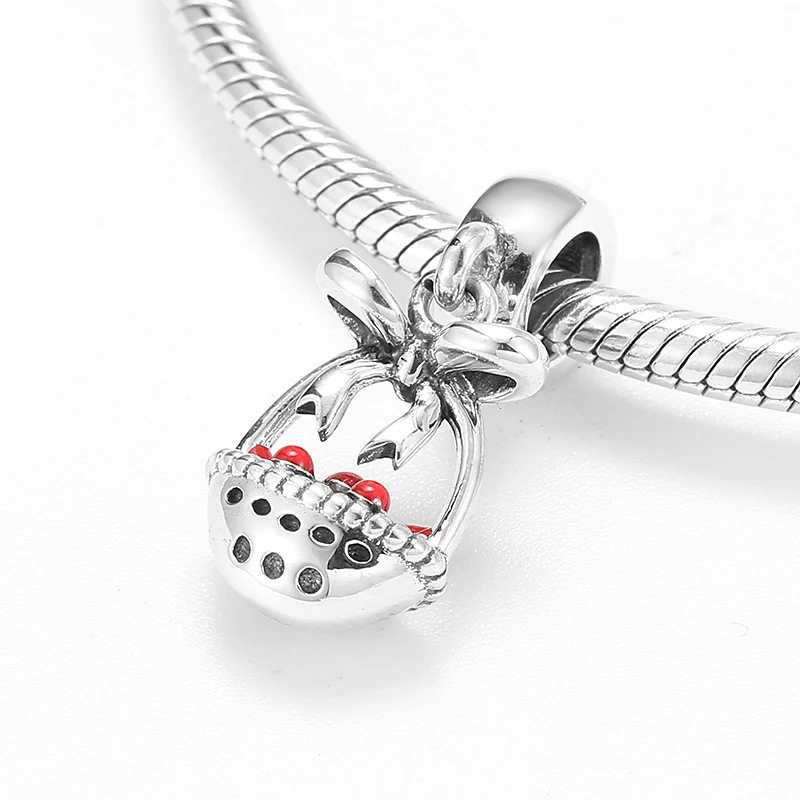Горячая Распродажа 925 пробы серебро плоды черемухи Подвески &quotКорзина&quot бусины
