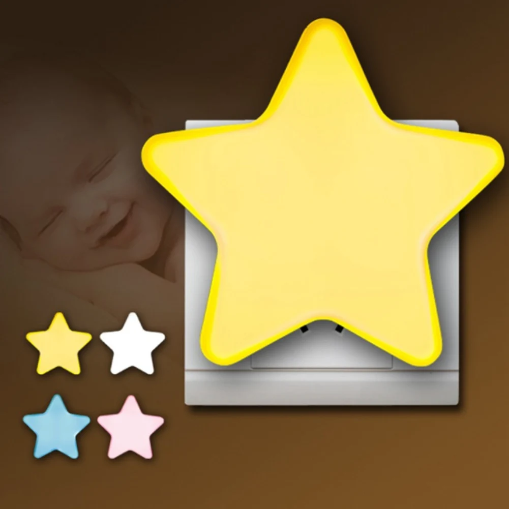 

LED Night Light Mini Cute Star EU/US 110-220V Pulg-in Socket Bedside Wall Lamp Light Sensor Control Children kids Night Lamp