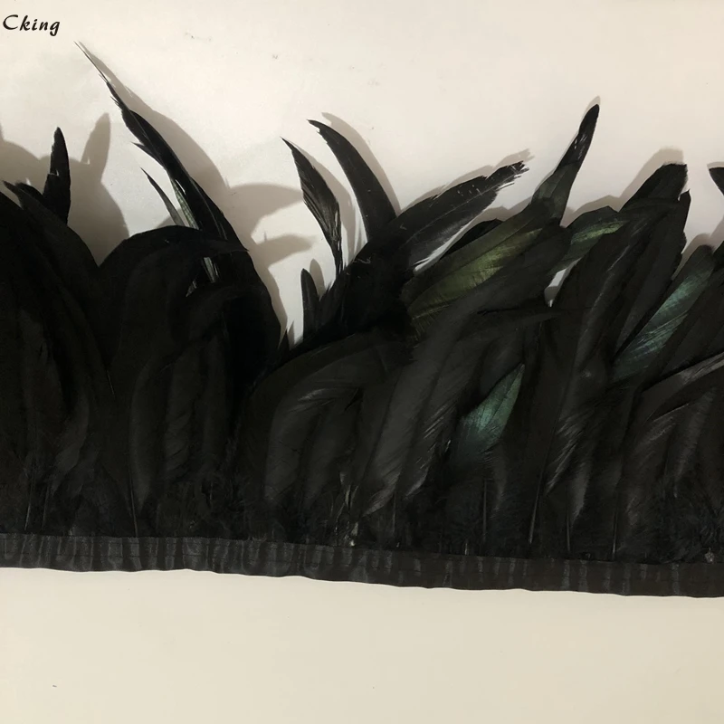 Черный цвет 2 метра 15 20 см натуральный и настоящий петух отделка перьями ленты