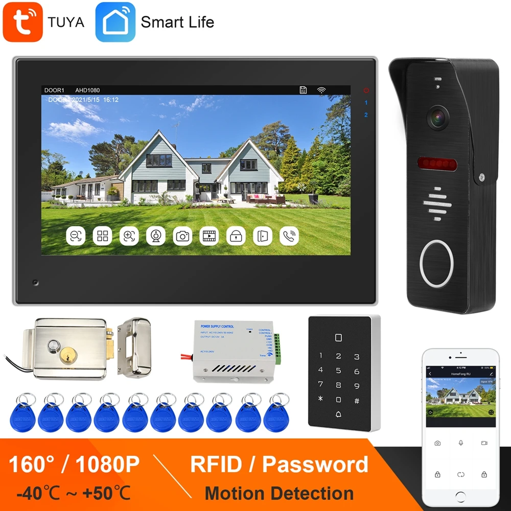 

HomeFong Smart Life APP WIFI Video Intercom for Home TUYA IP Door Lock Intercom Access Control System RFID Password Phone Unlock