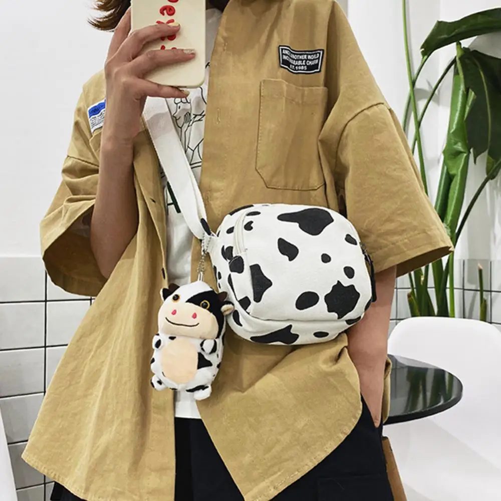 

Hot Sales!! Fashion Girl Cow LED Pendant Canvas Zipper Shoulder Crossbody Bag Phone Pouch