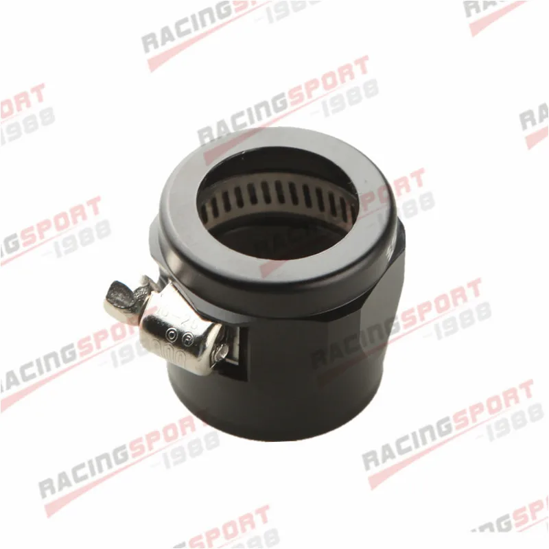 

14AN AN14 AN 14 HEX Finisher Adaptor Fuel Hose Clamp Aluminum Black